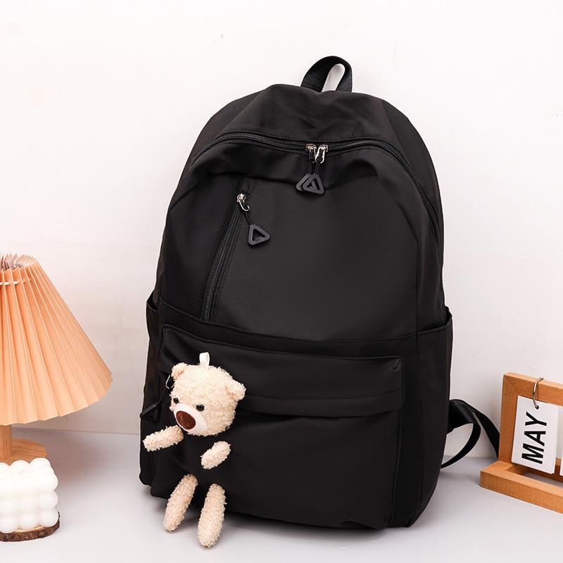 Stylish Black Purple Pink Blue Canvas Backpack For High School College Students With Large Capacity