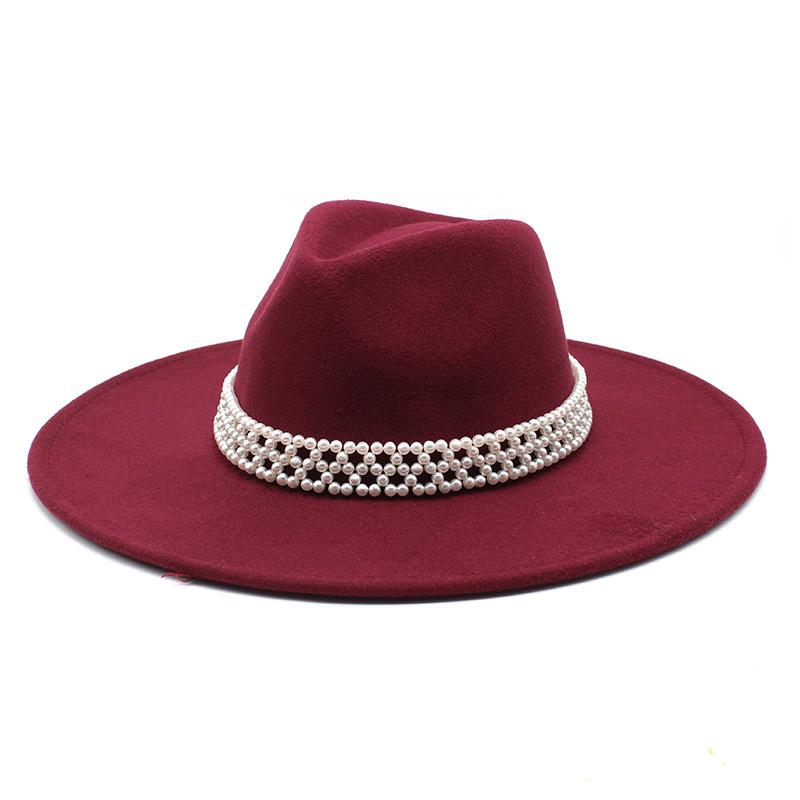 Hepburn Woolen Jazz Top Hat For Men And Women Casual 9.5Cm Big Edge Jazz Hat Felt Hat