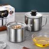 Pot Conteneur Pichet de Rangement en Acier Inoxydable avec Filtre avec Base Pot à Huile de Cuisson pour Outils Ménagers de Cuisine