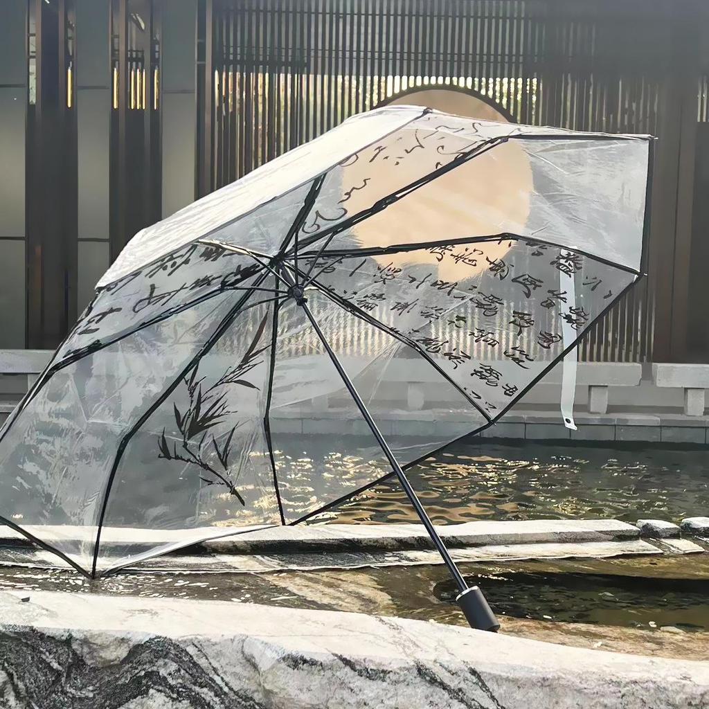 Dual-Use Automatic Transparent POE Umbrella - Xiaohongshu Style with Cats and Dogs Design