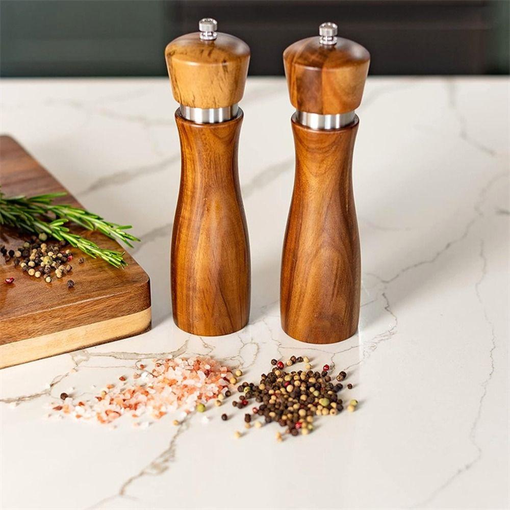 2pcs Manual Salt and Pepper Mill Ceramic Core Pepper Bottle Seasoning Tool Pepper Grinder  Cooking
