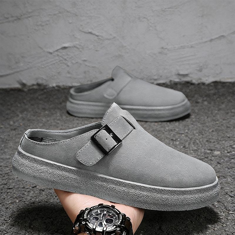 Platform Mules for Men Closed Toe Slip On Shoes Wide Toe Open Back Casual Loafers Slippers Flat Sneakers Non-Slip Lazy Drivers