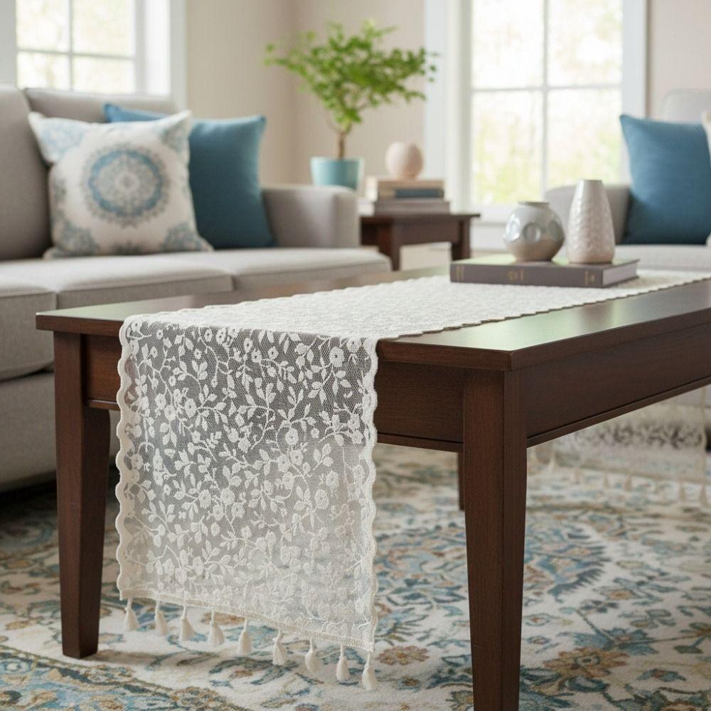 Rectangular French Lace Table Runner Nordic Tablecloth Wedding Dining Tables Cover  Coffee Table