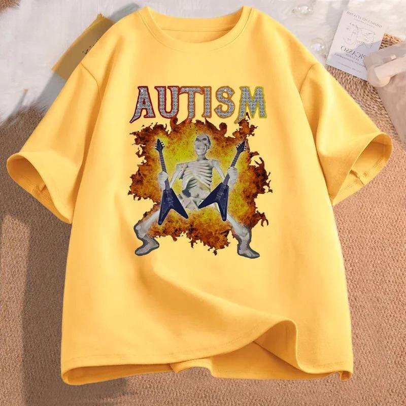 Autism Fun Skeleton Meme Unisexs Tshirt Harajuku Skull Graphic Tshirts Unisex Short Sleeve Tees Unisex Autism Tshirts