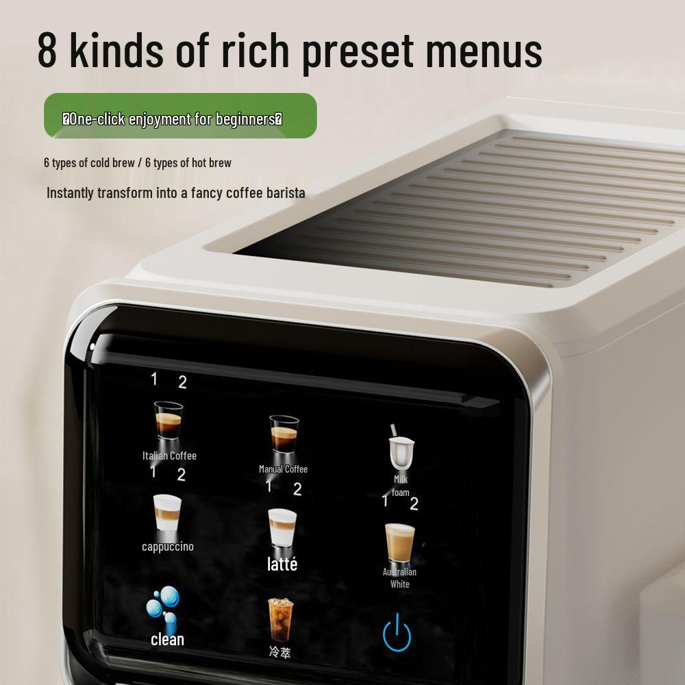 Compact Home Coffee Machine, Dual Hot/Cold Extraction, One-Button Operation, Smart Milk Frother, Fully Automatic
