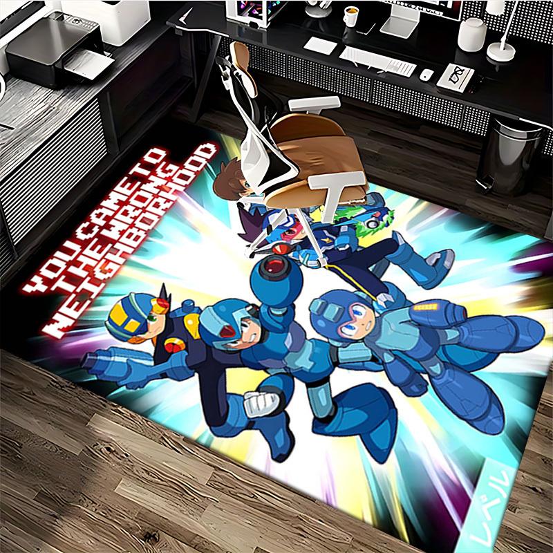 1pc Anime Mega Man Chair Mat - Anti-Slip Carpet for Office, Home Decor, Living Room, Bedroom, Game Room - Perfect Gift for Anime Fans.Y081