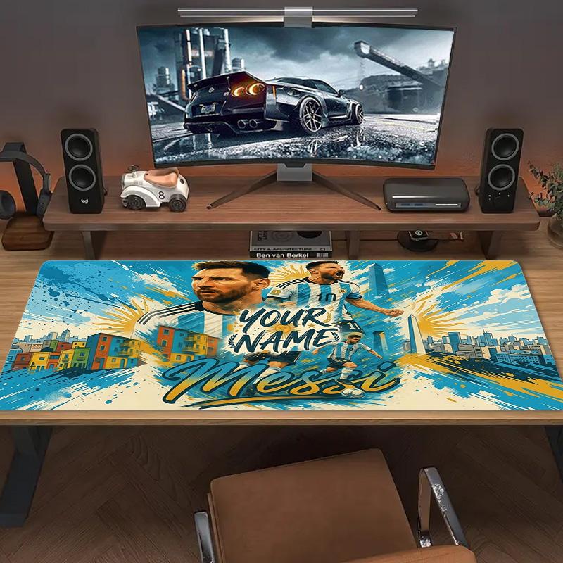 Messi Custom Name Large Size Mouse Pad Large Gaming Table Cushion Nonslip Laptop Tablet Big Mousepad Xxl Mat Mini Pc Playmat With Lock Edge Custom Nam