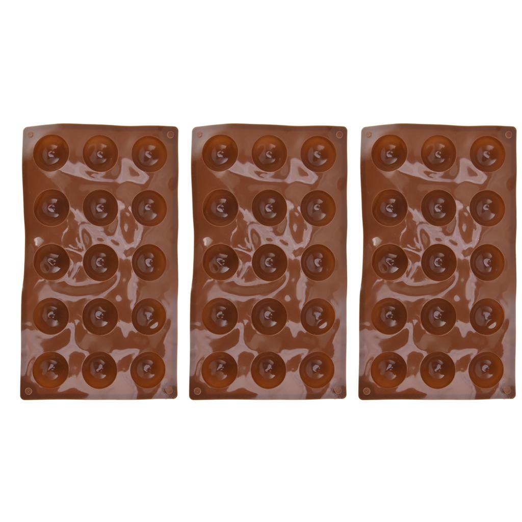 3 Stück 15 Löcher Silikonform Schokoladenbombenform Halbkugel Backform für Kuchen Gelee Pudding