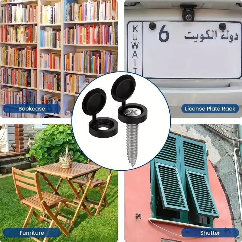 Thickened ScrewCap Set Self-Tapping ScrewProtector FurnitureScrewCovers with Plastic Hinges for M4/M3.5 Screws Cabinet Hole Caps