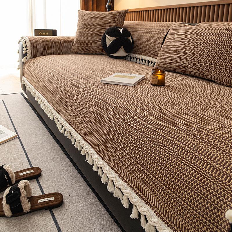 All Seasons General Traditional Coarse Cloth Sofa Cover Thickened Cotton Linen Fabric Cushion Anti Slipanti-Static Sofa Cover