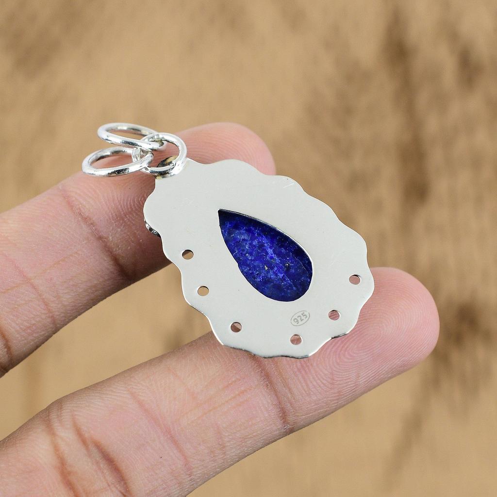 Mothers day Deal September Birth Lapis Lazuli Stone Pendant Jewelry 925 Silver