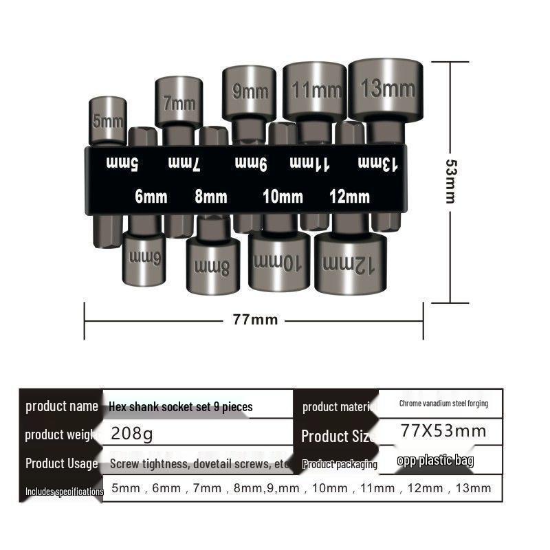9-Piece & 14-Piece Socket & Drill Bit Set with Hex and Extension Sockets