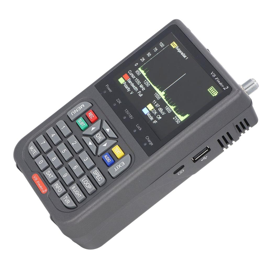 Műholdkereső 950?2150MHz 3,5 hüvelykes képernyő Digitális SAT mérő DVB S2X S2 S Jelvevő DC5V 9V