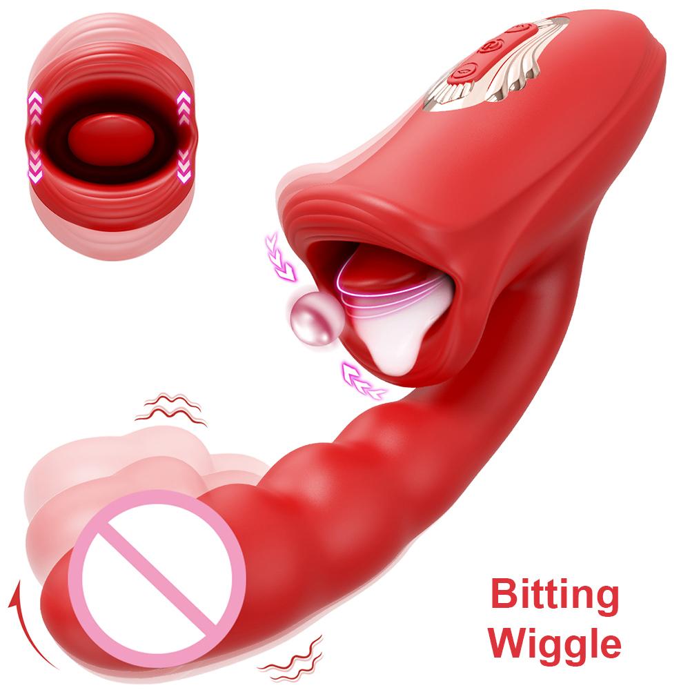 Tapping Flapping Vagina Dildo Vibrator for Women Bitting Oral Tongue Licking Clit Sucker Clitoris Stimulator Sex Toy for Women