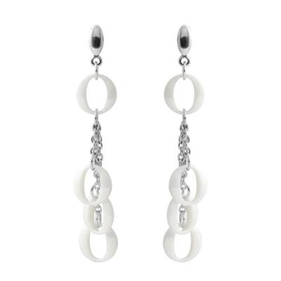 Ohrringe - Lillie - 925 Sterling Silber rhodiniert - Ohrhänger - weiße Keramik - Drucksystem