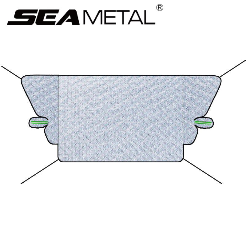 SEAMETAL Pokrowce na przednią szybę samochodu Zimowe pokrowce śniegowe Ochraniacz na lód Letni pokrowiec przeciwsłoneczny na samochód z taśmą odblaskową Bezpieczeństwo w nocy