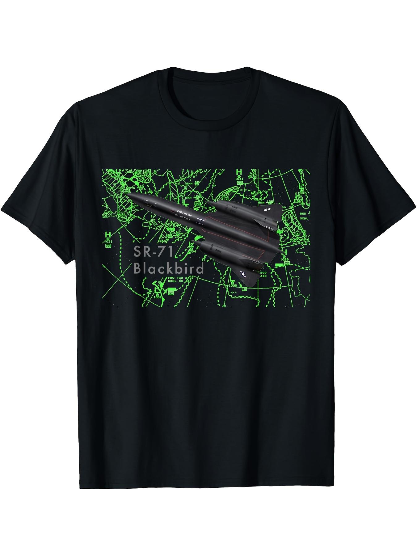 SR71 Airplane Shirt Blackbird Jetation  Blackbird  pattern  100 cotton summer   short sleeve Oneck printed Tshirt S