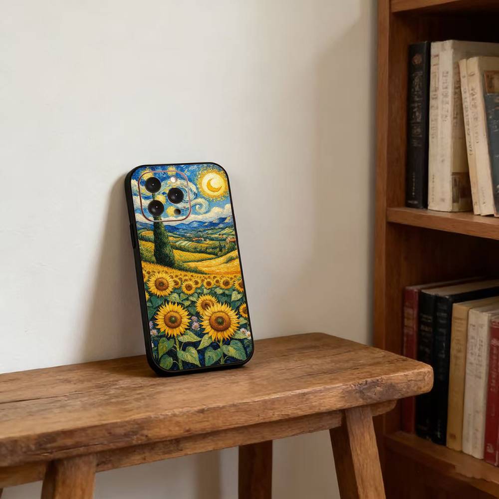 Van Gogh Starry Sunflowers Phone Case For iPhone17,16,15,14,13,12,11 Plus,Pro Magnetic For Magsafe Wireless Charging