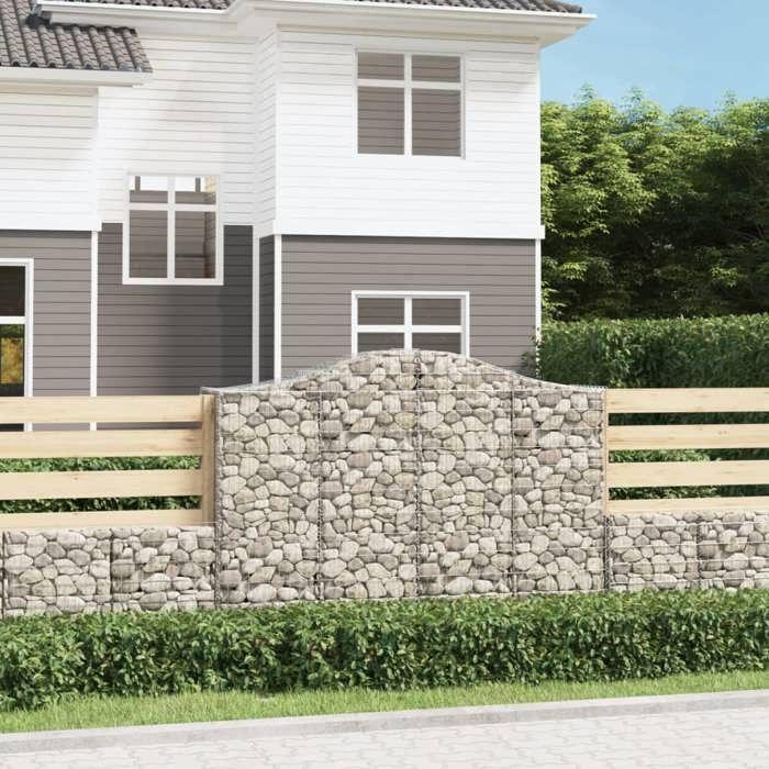 VidaXL Panier de Gabions Arqué Cage à Gabion Mur de Gabion Panier à Pierre Gabion pour Pierre Jardin Patio Extérieur 153397