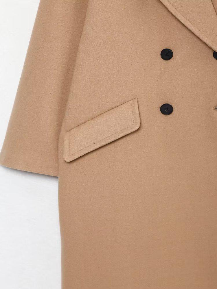 2023 Autumn/Winter Women's European-American Double-Breasted Mid-Length Loose Coat