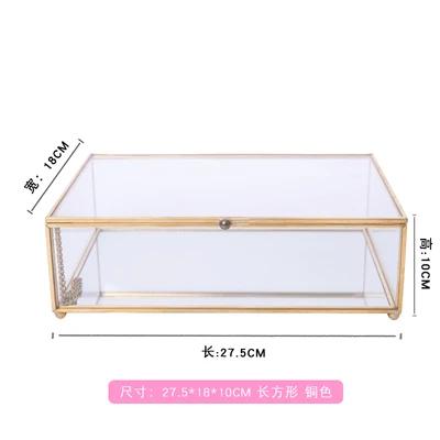 BRCreative Nordic style Home Dressing table organization Glass jewelry storage box Retro decoration Jewelry display TransparentEY