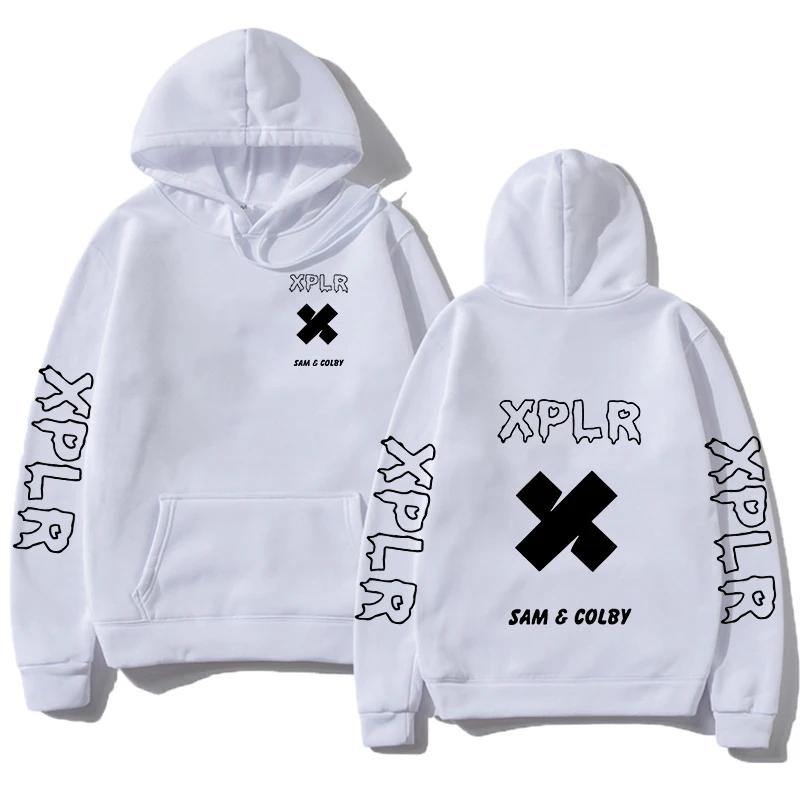 Hanorac Xplr pentru bărbați 2024 Sam și Colby Chainlink Merch Hanorac imprimat în formă de inimă Bărbați Femei Pulover cu mânecă lungă Modă
