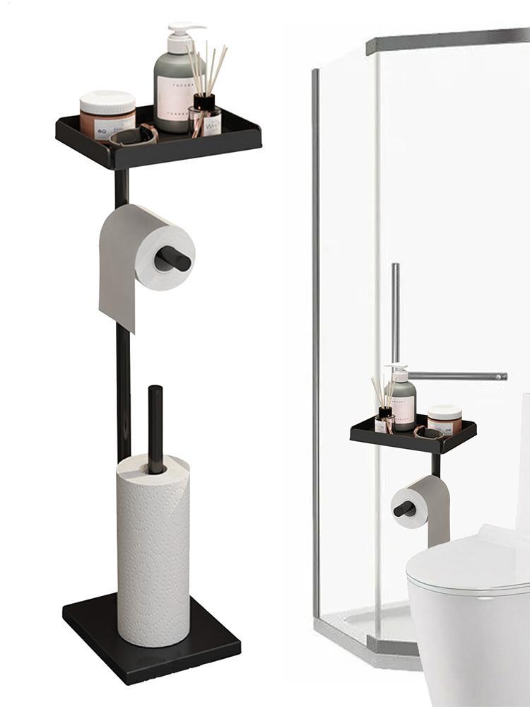 Freestanding Toilet Roll Holders Stainless Steel Toilet Paper Stand Anti-Rust Space Bathroom Tissue Rack Paper Dispenser Storage