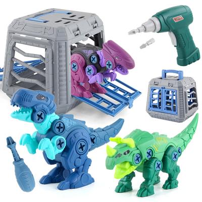 Elektrikli Matkap Sökülebilir Dinozor Yapı Blokları Oyuncaklar Vida Montajlı Dinozor Erkek Çocuk Eğitici Oyuncaklar