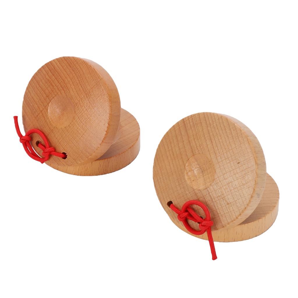 Beech Wood Castanet Orff Percussion Instrument 5.5x5.5cm Wood Hand Finger Castanet For Preschoolers Early Music Education