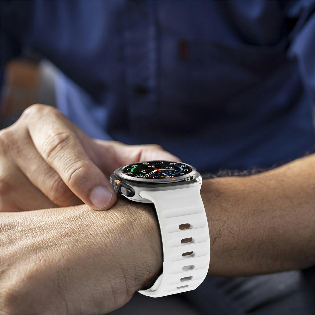 Para Samsung Galaxy Watch Ultra 47mm Pulseira de Relógio de Silicone Respirável Esportiva