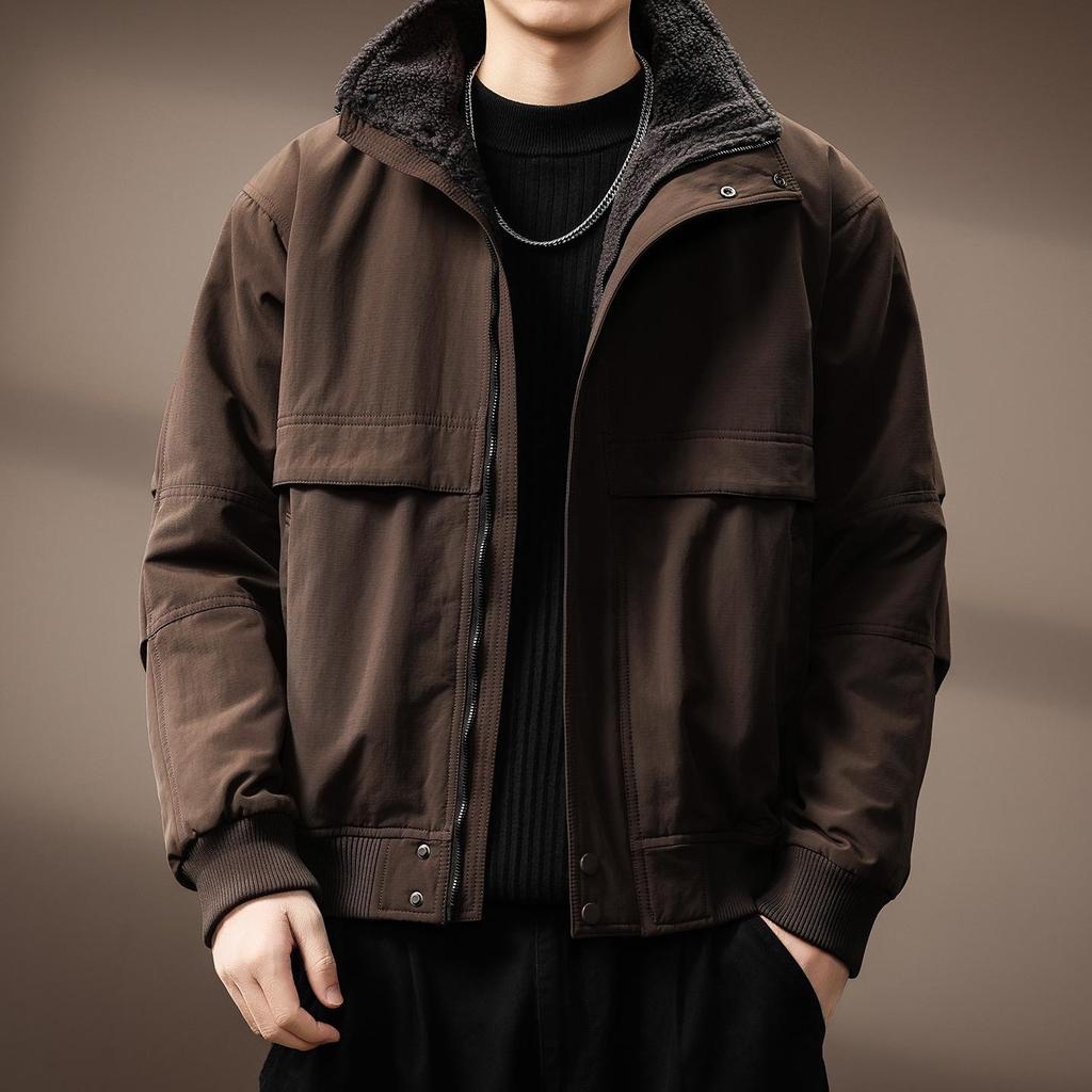 Men's High-End Heavyweight Lambswool Winter Workwear Jacket - Thickened, Warm Cotton Coat