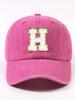 Fuchsia Pink Letter E Patch Casual Dad Hat Adjustable Unisex Outdoor Sun Visor Cap