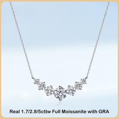 Luxury 1.7/2.8/5cttw Moissanite Pendant Necklace for Women 925 Sterling Silver Necklaces Wedding Anniversary Fine Jewelry