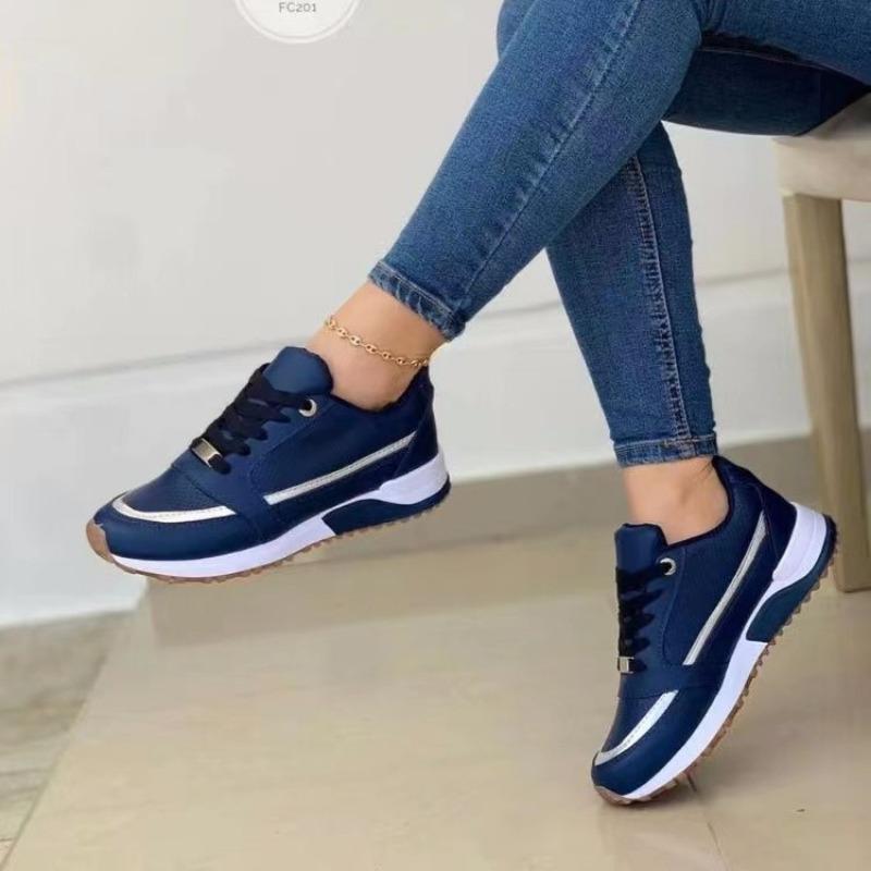 Zapatillas de Malla para Mujer Patchwork con Cordones Planas Ligeras Femeninas Clásicas Deportivas Primavera Otoño Casual Tenis Skate Correr