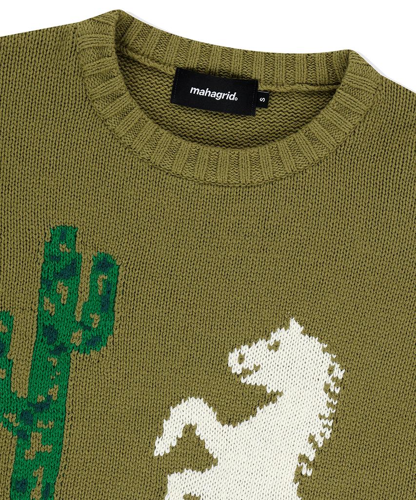 MAHAGRID Mgd Cowboy Knit Sweater Olive(Mg2Efmk604A)