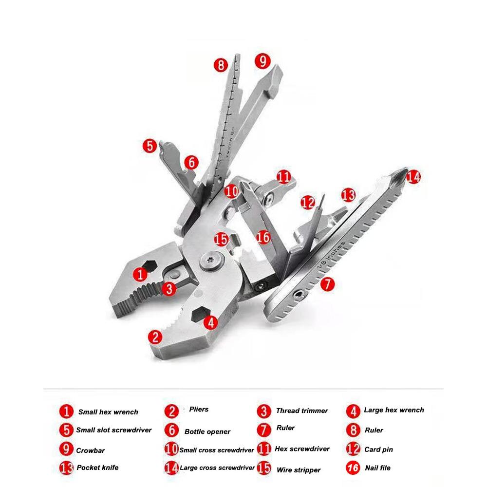 Foldable Multitool Pliers Silver Stainless Steel Tool High Strength Multi Tool  Home Repair