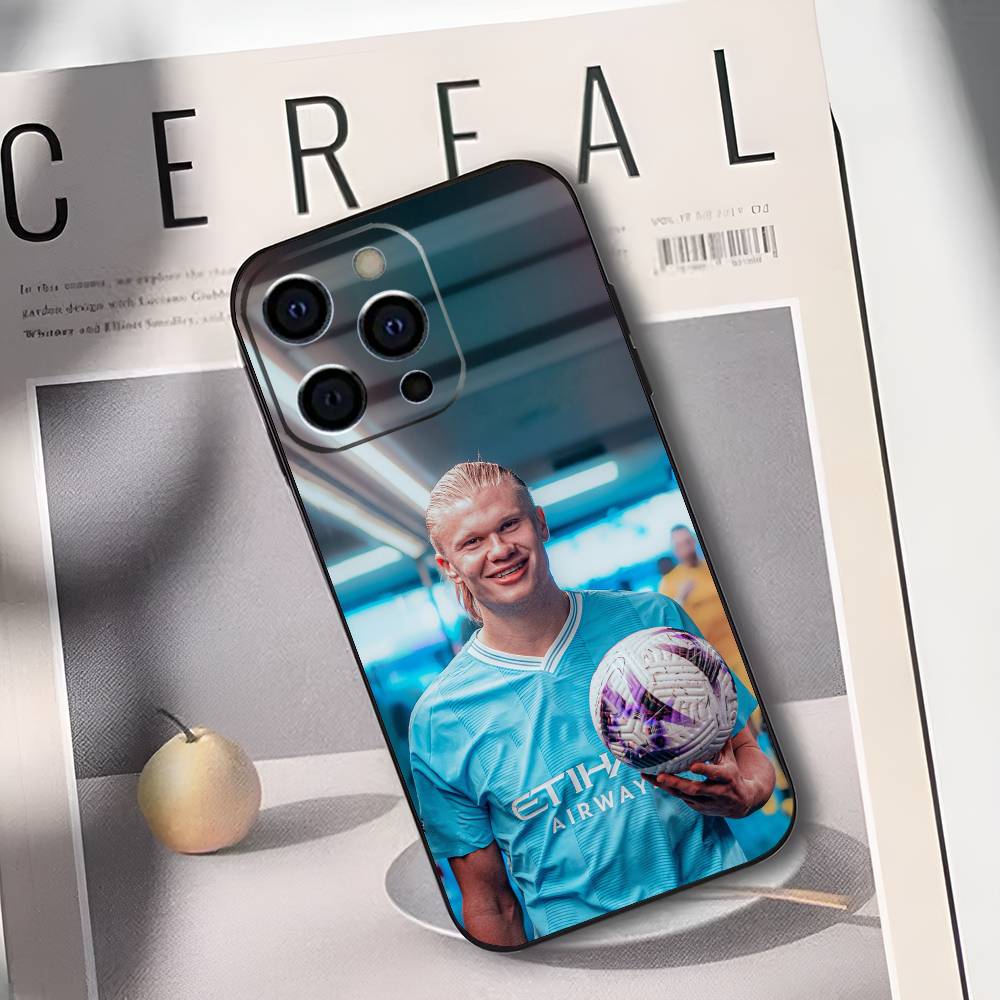 Football E-Erling H-Haaland Phone Case For IPhone 17,16,15,14,13,12,11,Plus,Pro,Max,Plus,XS,soft Case Black Silicone