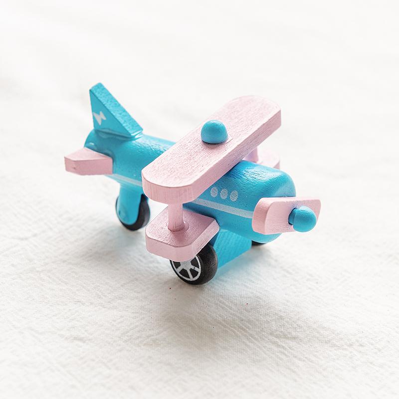 Kids Mini Wooden Cars Truck Aircraft Model Toy Montessori Wooden Education Colorful Vehicle Toys Simulation Cars Decoration Gift