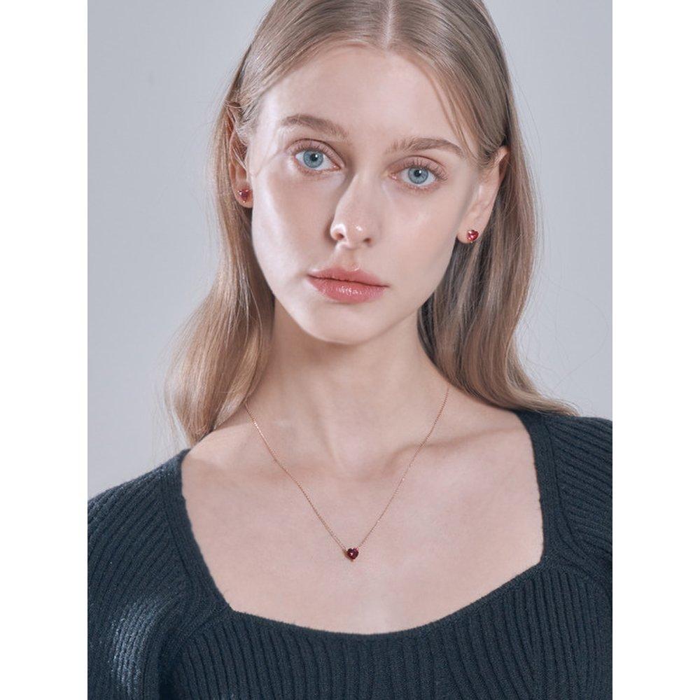 Colored Cubic Heart Necklace Elbrnn181