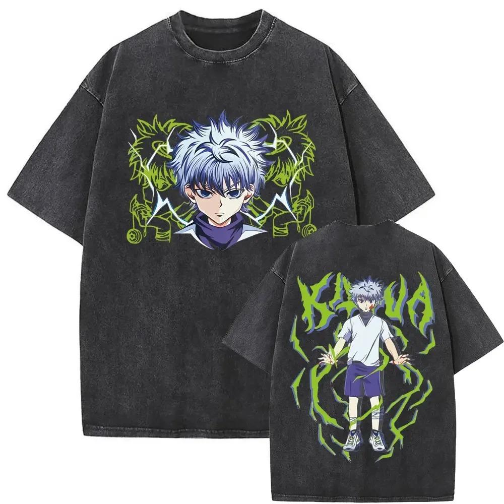 

HUNTERHUNTER Kurapika Washed Cotton T Shirts Men Women Oversized Yk Vintage T Shirt Harajuku Casual Tees Female Male Clothing S