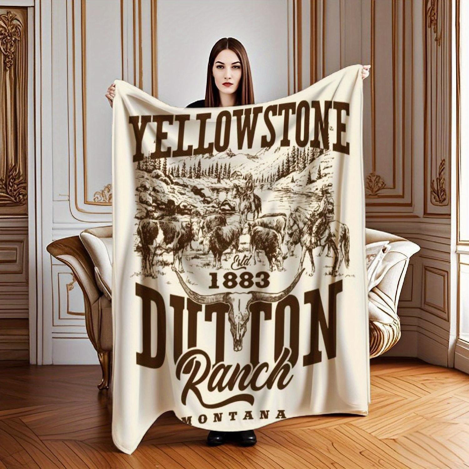

Personalized Yellowstone Dutton Ranch Blanket Name Western Art Soft Fleece Throw TV Show Fan Gift Home Decor Cowboy Theme 75x100cm