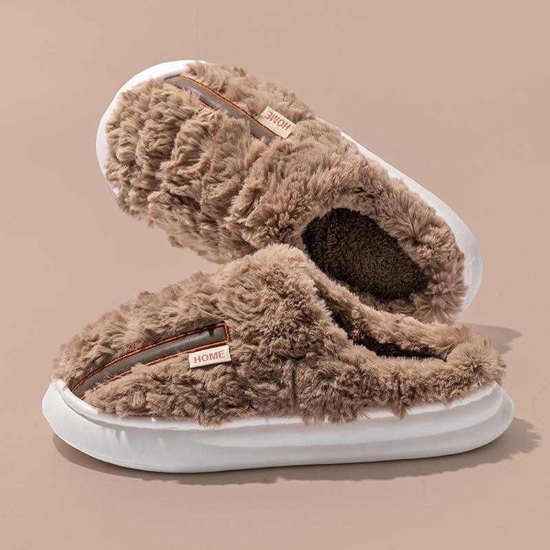 Winter new cotton slippers indoor home thick bottom non-slip warm couple wear plush cotton drag