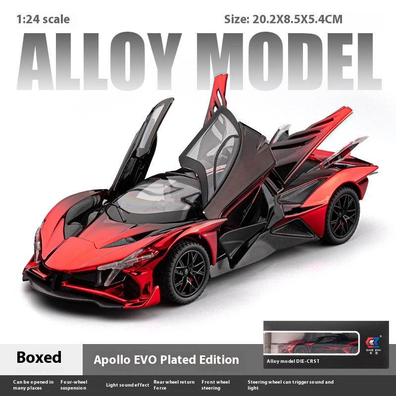 

Симуляция Apollo EVO в масштабе 1/24, литой автомобиль с гальваническим покрытием, детская игрушечная машина со звуком и светом, коллекционная модель спортивного автомобиля, подарок красный