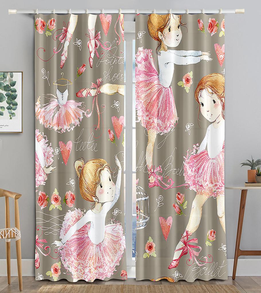 Pink Princess Castle Curtains for Living Room Window Curtain Drape Rod Pocket Girl's Bedroom Panel Fabric Decor Cortinas