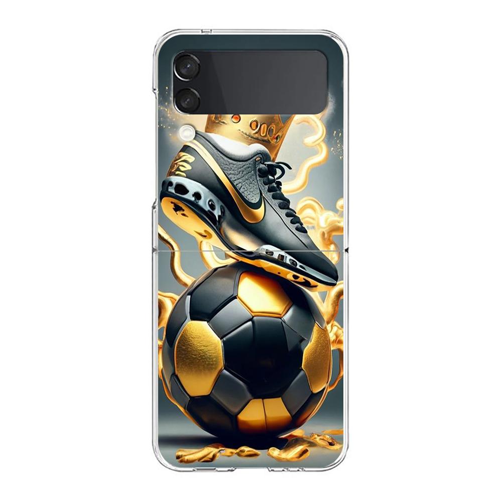 Football Sport Hard PC Phone Case For Samsung Galaxy Z Flip 6 5 4 Transparent Cover For Galaxy Z Flip 3 Shockproof Fundas Capas