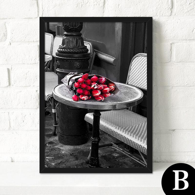 Rosenturm Schwarz-Weiß-Wohnzimmerdekoration, Malerei, moderne Landschaft, Schlafzimmer, Wandgemälde, Schlafzimmer, Sofa, Wandplakate