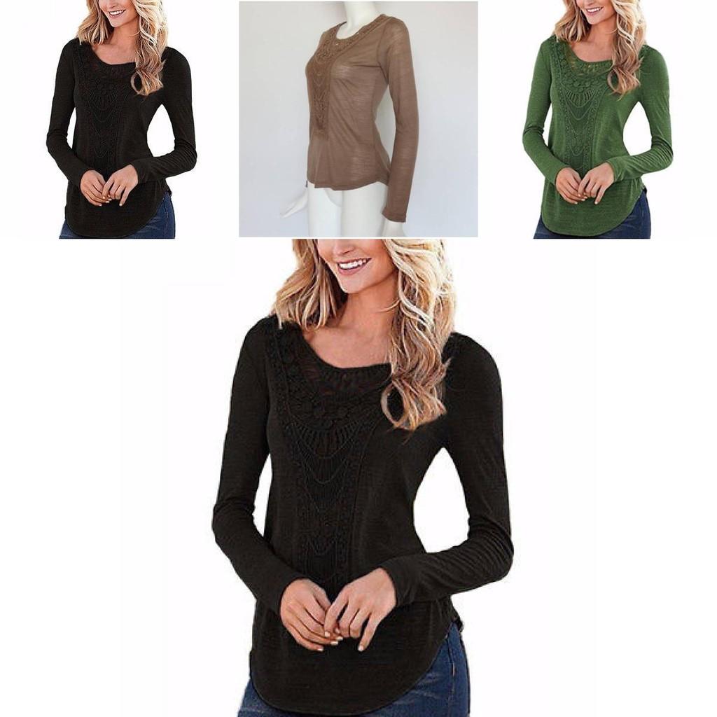 Elegant Lace Patchwork Long Sleeve Cotton Blouse For Women Geometric Design