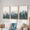 LAKELUUYAA Nordic Modern Abstract Blue Watercolor Canvas Art Posters, Set of 3 - Framed Landscape Art Panels for Living RoomBedroom, Stylish Interior
