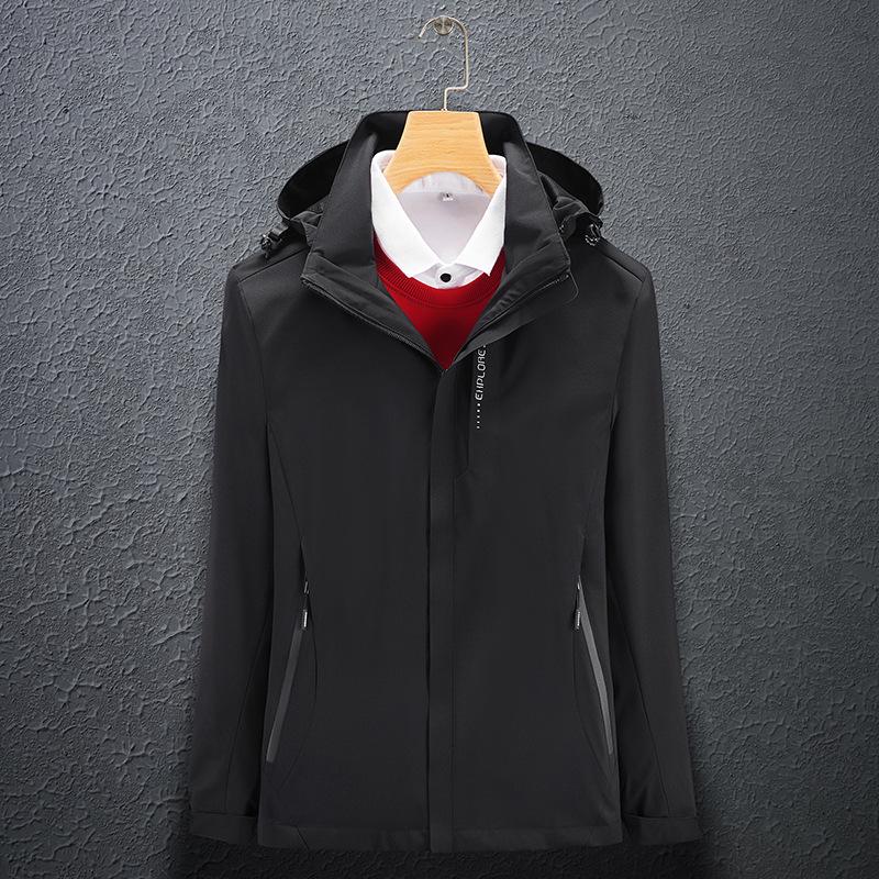 Spring & Autumn Outdoor Windbreaker, Detachable Hood, Solid Color Jacket for Men & Women