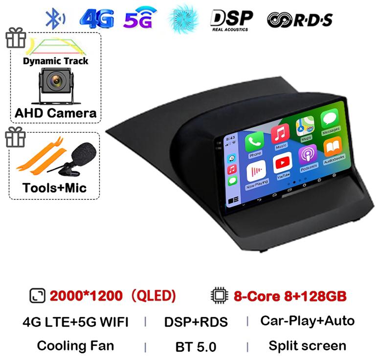 Android13 Carplay Auto For Ford Fiesta Mk 6 2009 2010 2011 2012 2013 2014 -2018 Multimedia Car Radio Player WIFi+4G DSP GPS 2DIN